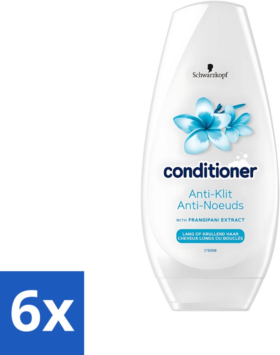 Schwarzkopf - Conditioner - Anti-Klit - Lang of Krullend haar - 250ml - Voordeelverpakking - 6 stuks