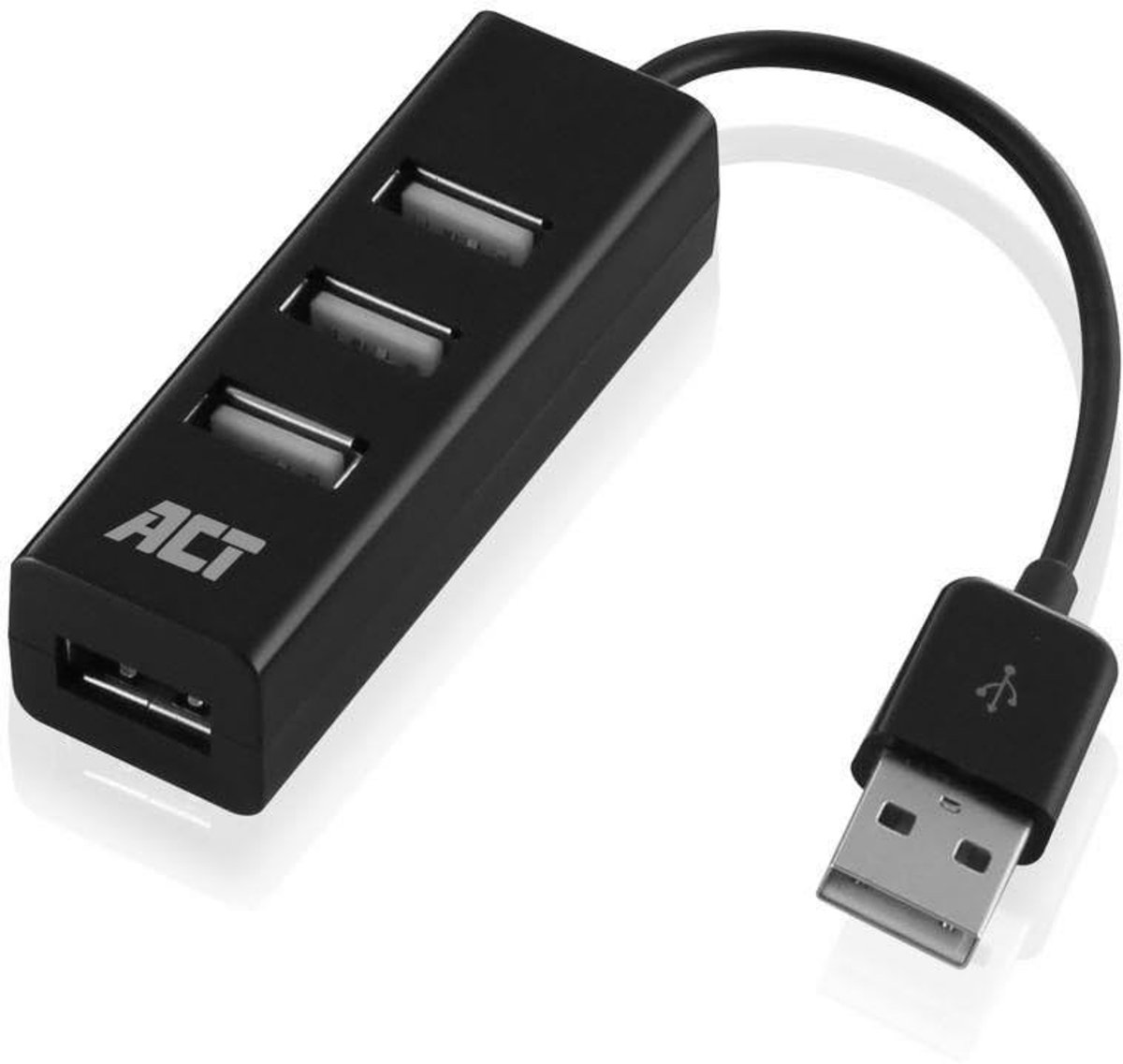 ACT USB Hub, 4-poorts USB 2.0, Plug & Play, voor Desktop PC/Notebook, Zwart - AC6205 - ShopVlot