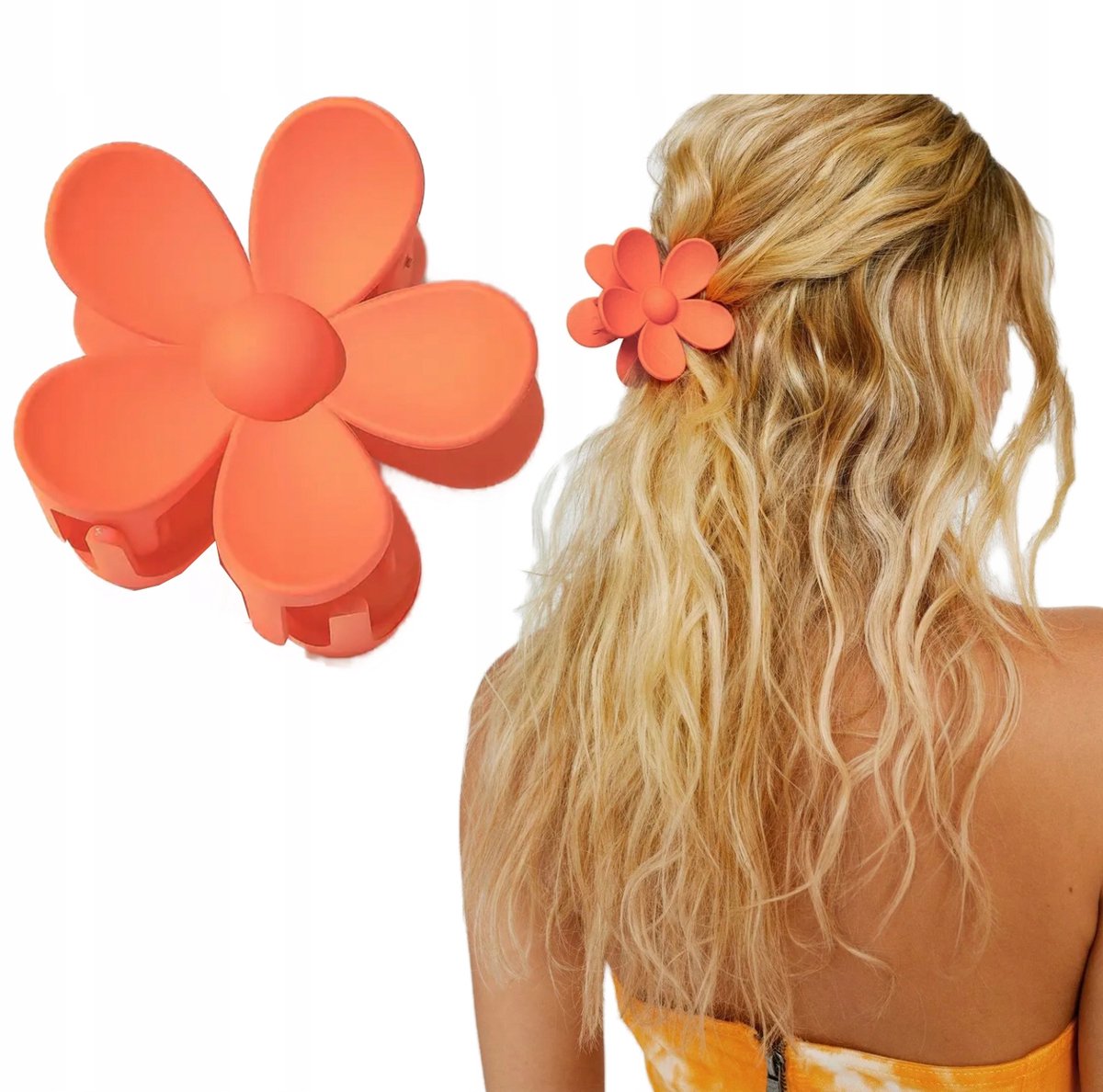 Haarklem met Bloem - Hawaiiaanse Stijl - Mat Oranje