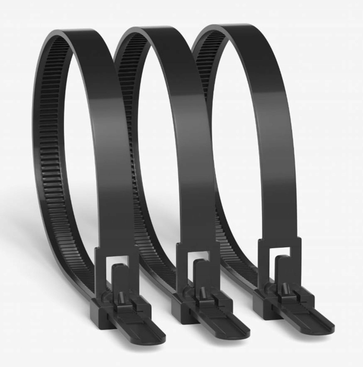 Herbruikbare Kabelbinders 8x250mm Zwart (100 stuks)