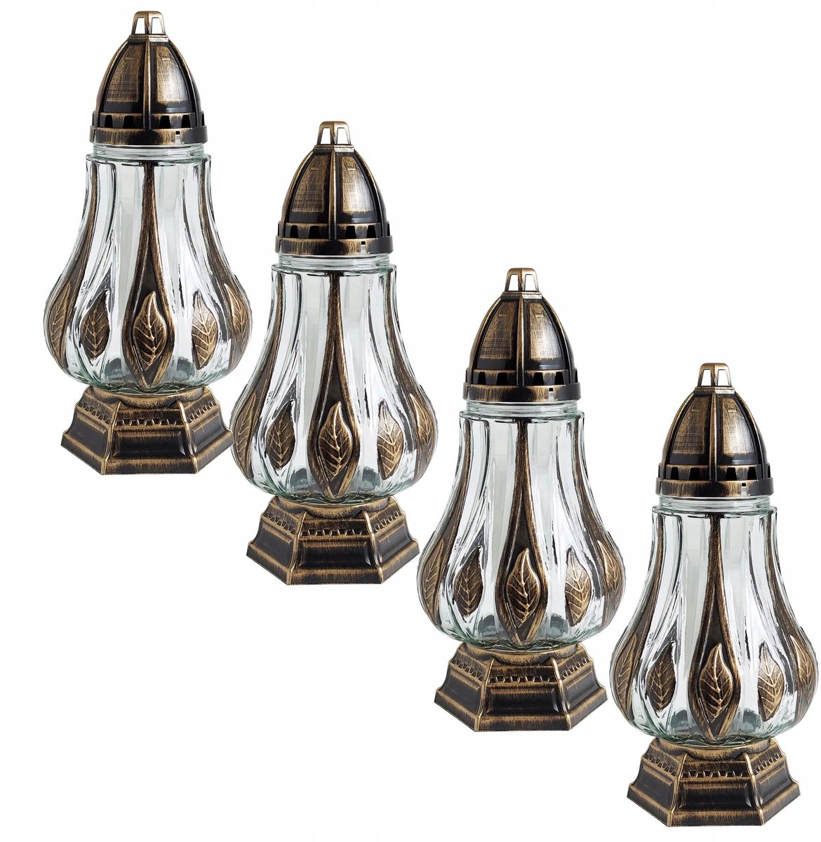 Set van 4 zwarte en gouden graflichten met vullingen - 31cm