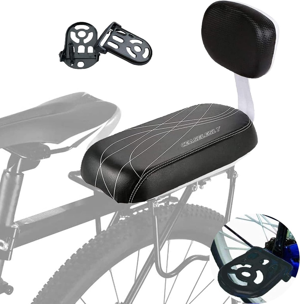Bagagedrager Zitje - Zwart - Geschikt voor Achterop de Fiets - Ergonomisch en Veilig - Voor Kinderen