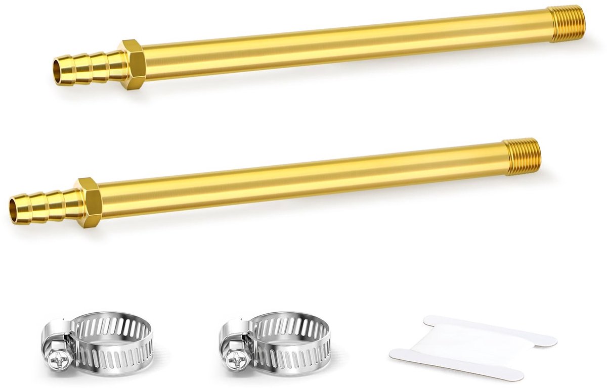 Elzusha - 2PCS Messing Verlengde Slangpilaar Fitting 1/4" BSP Mannelijk naar 10mm 200mm