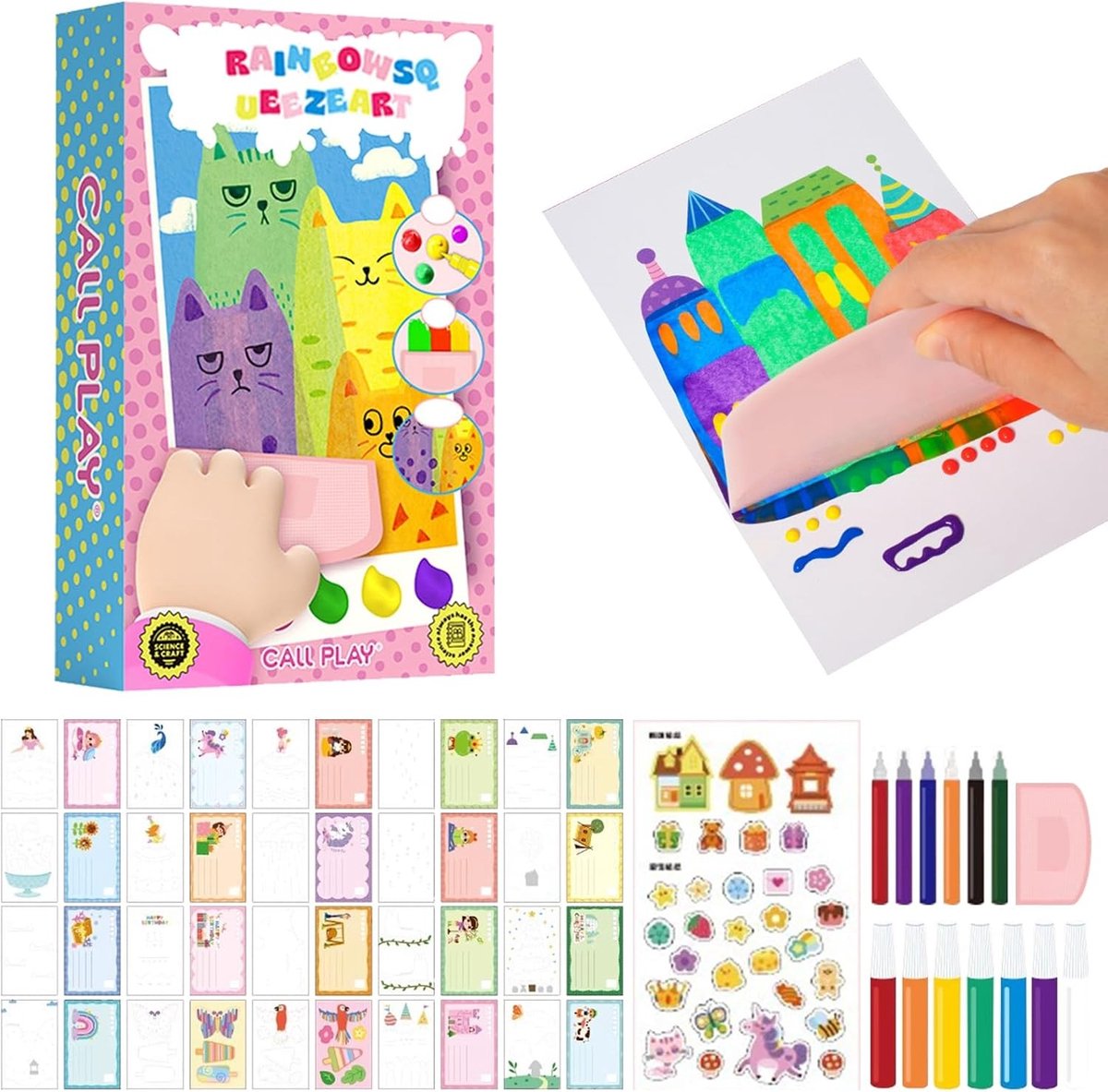 Krasafbeeldingen voor kinderen, 35 stuks, doe-het-zelf regenboogkrabkunstset, creatief kraspapier voor feestdagen en verjaardagscadeaus