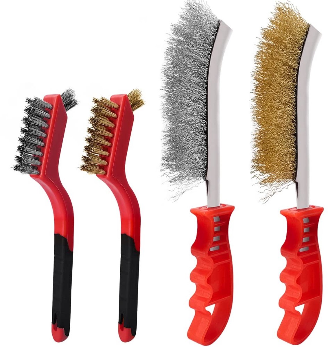 Elzusha - Hand Wire Brush Set van 4 Stuks met RVS en Messing Borstels