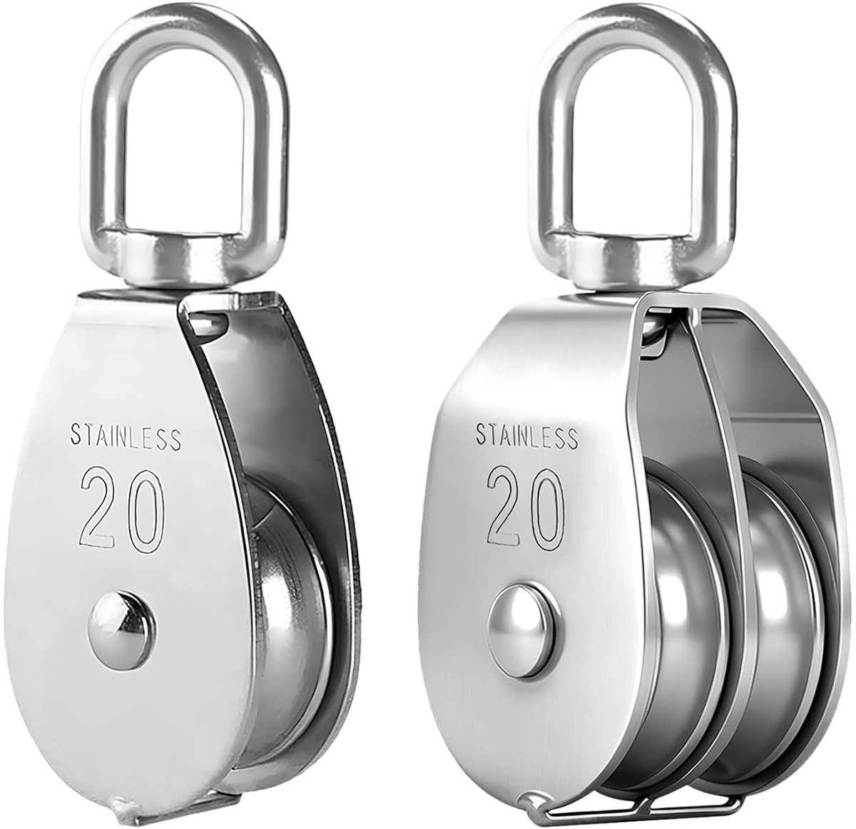 Stalen Umlenkrolle Set van 2 voor Kabels - Geschikt voor Fitness, Cables en Kabelsystemen, Draagvermogen tot 75 kg, Voor 1-8 mm Kabels