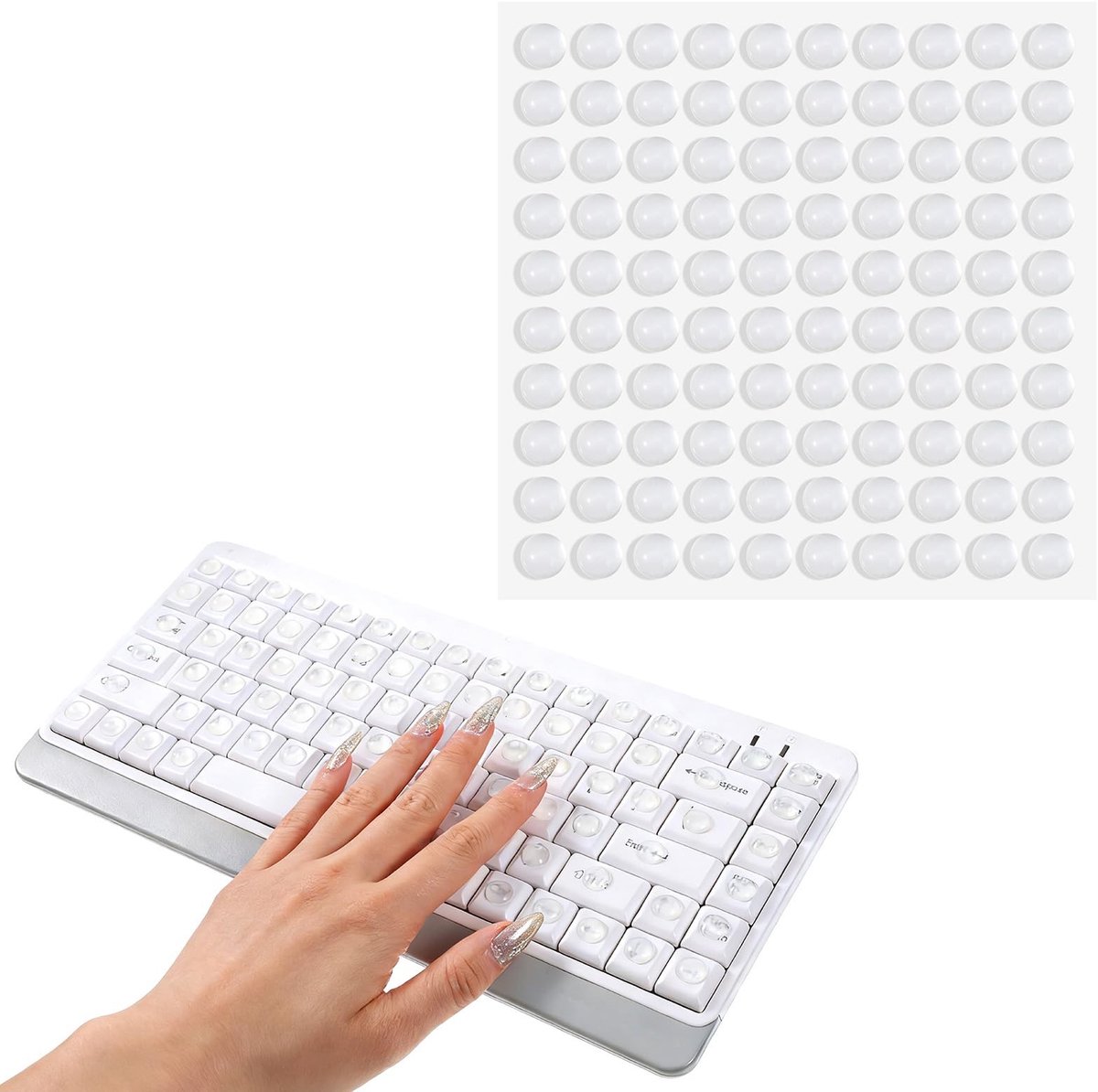 Elzusha - Set van 100 Transparante Toetsenbord Stickers voor Lange Nagels