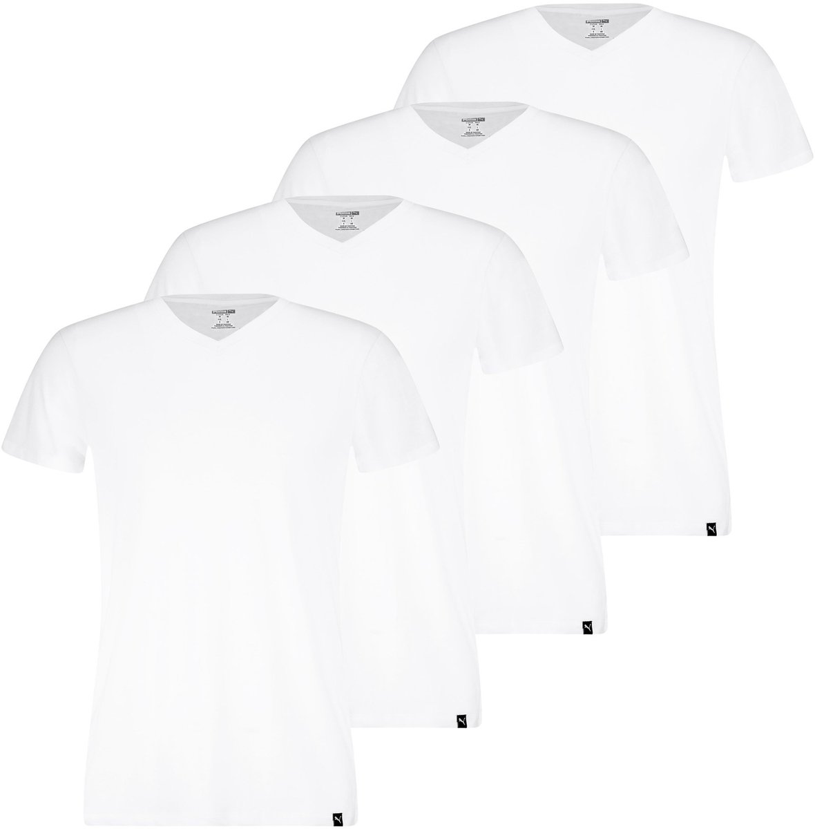 Puma T-shirt V-Neck Tee 4P Verpakking van 4 Wit