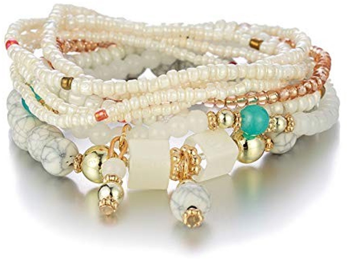 Elzusha - Boho Stapelbare Kralenarmbanden Set voor Vrouwen (8 Stuks)