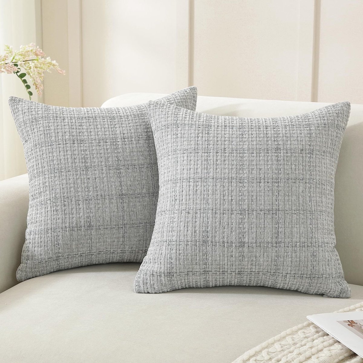 Elzusha - Set van 2 Decoratieve Kussenhoezen 45x45 cm Lichtgrijs