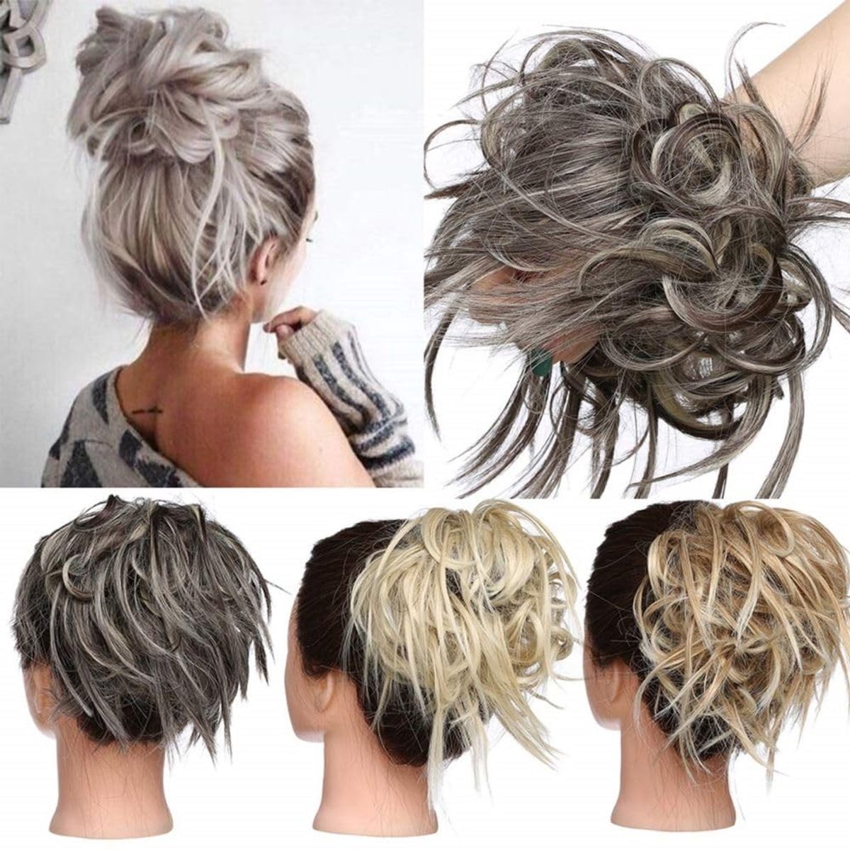 Elzusha - Haar Elastiek Met Bun - 45g Grijs