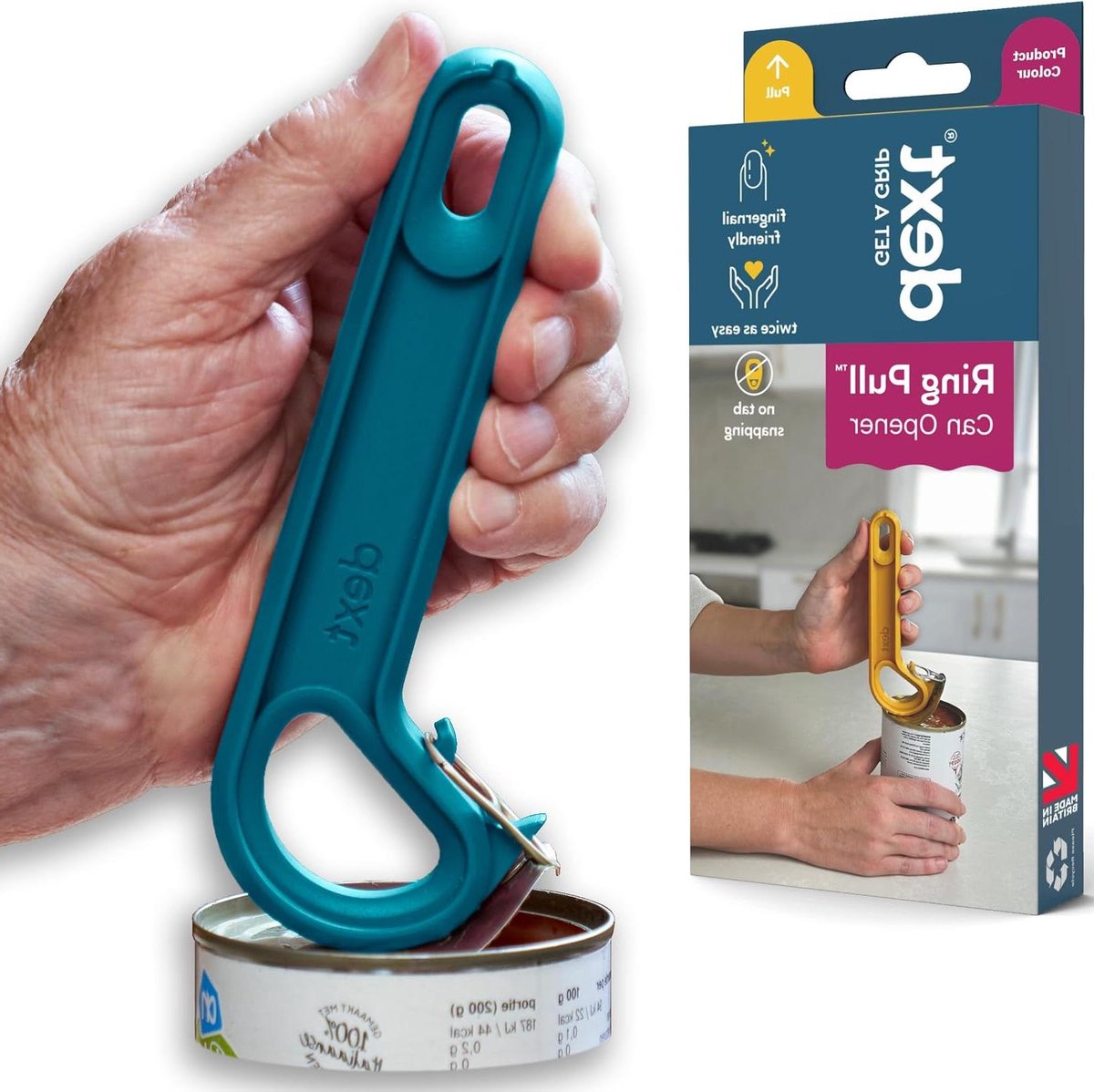 Blikopener - Ringtrekker - Gemakkelijk openen - Minimale kracht - 15.5 cm - Groenblauw