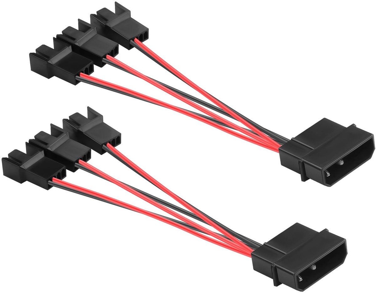 Elzusha - Molex 4 Pin naar 1 naar 3 Fan Adapter Kabel 12V