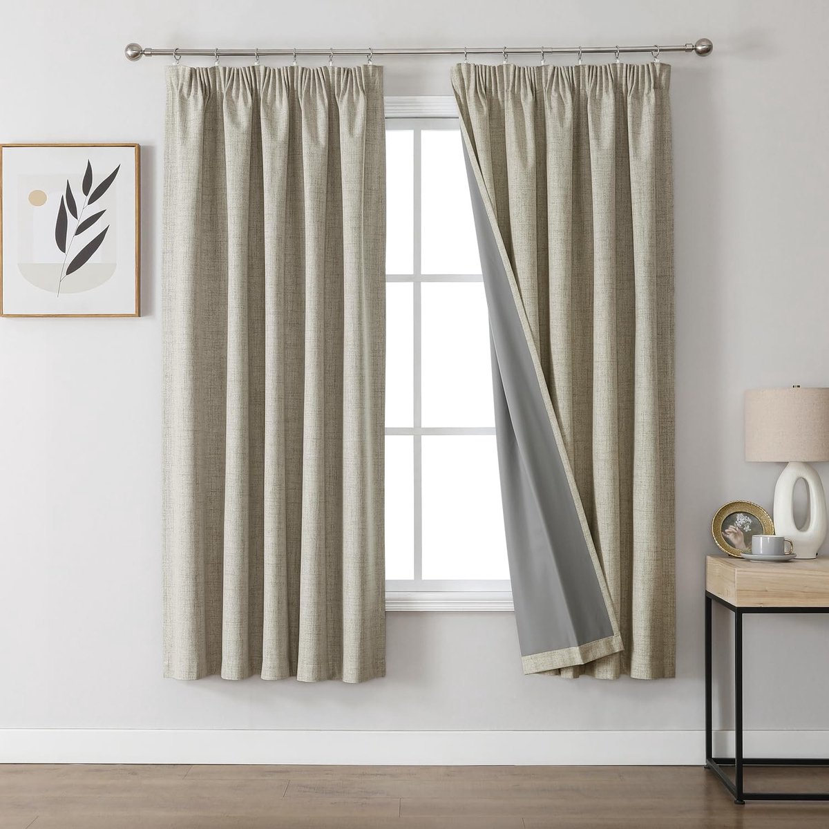 Elzusha - Set van 2 100% Blackout Gordijnen met Rimpelband 183 x 132 cm