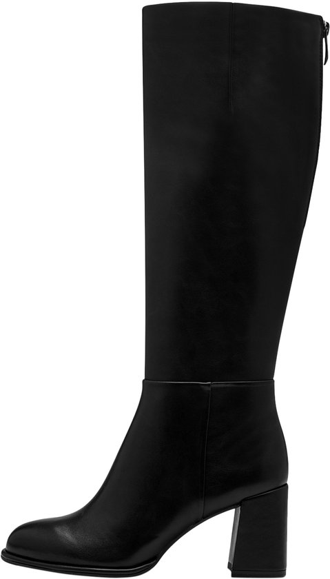 Botte noire Tamaris à talon bloc, mi-haute, avec fermeture éclair à l'arrière.