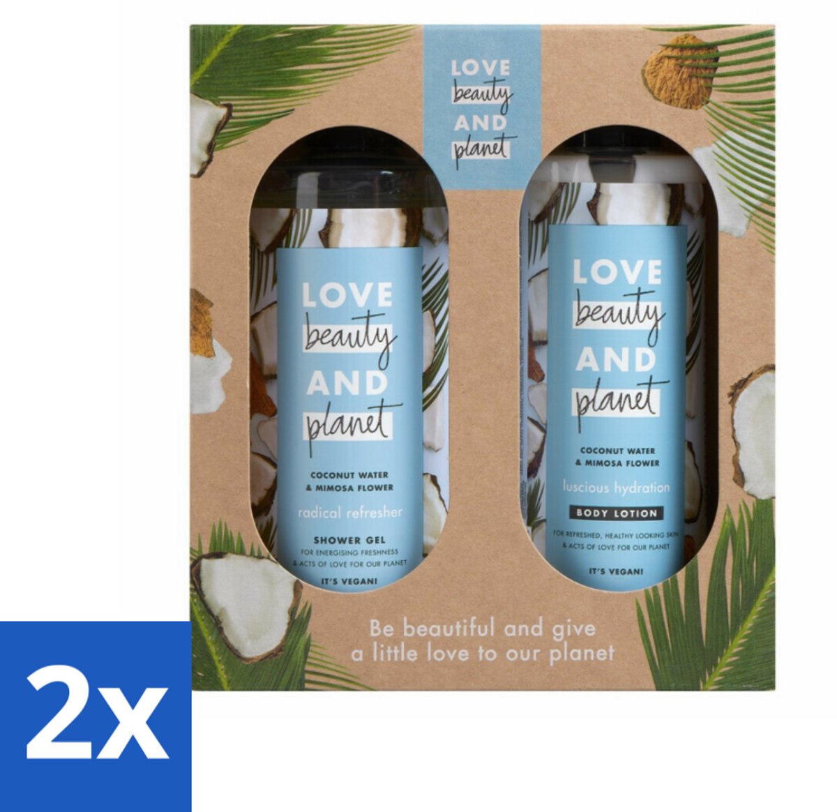 Love Beauty and Planet - Douchegel & Bodylotion - Kokoswater & Mimosabloem - Duo Geschenkset - Voordeelverpakking - 2 stuks