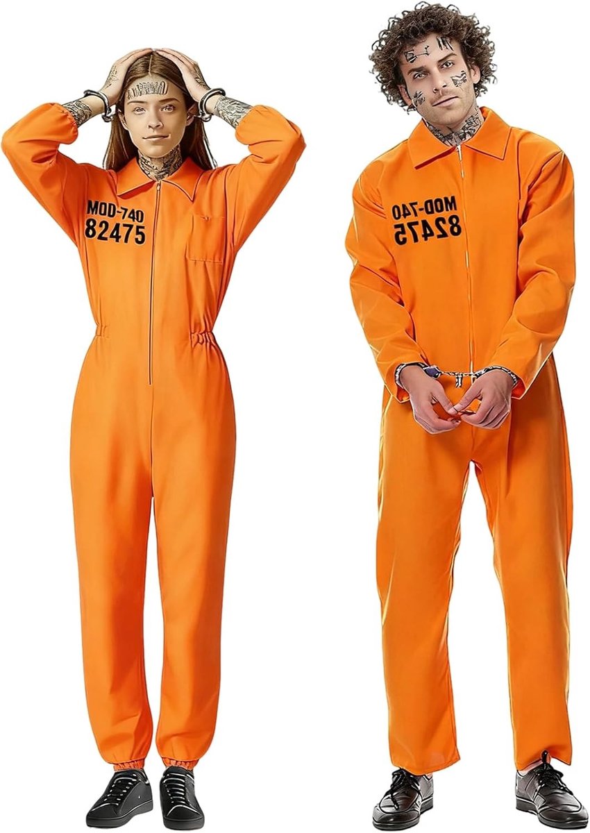 Oranje gevangenis kostuum voor mannen en vrouwen - Overalls voor cosplay, feest en Halloween
