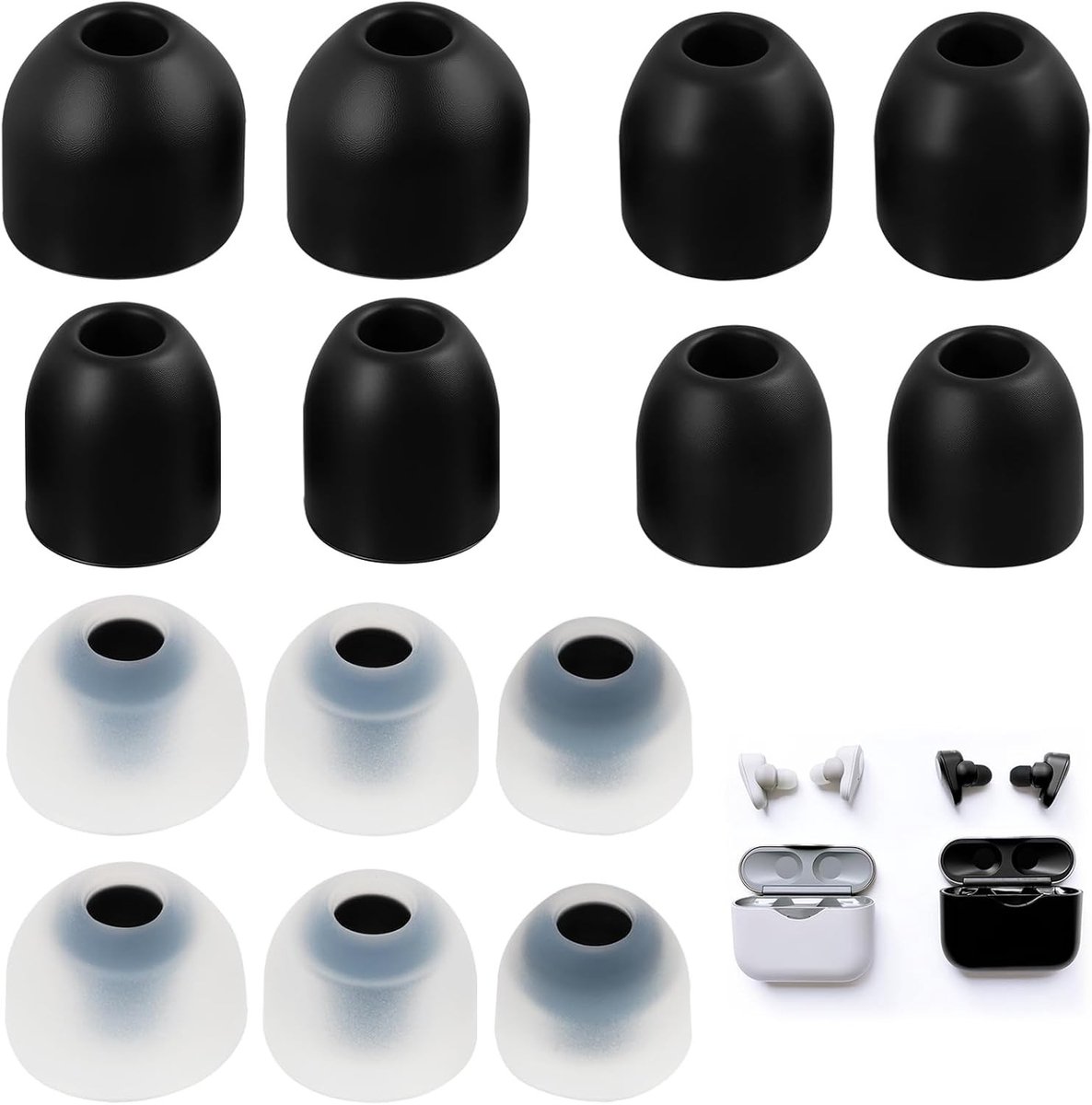 14x Vervangende Oorkussens voor Draadloze Oordopjes, Silicone Oorkussens in 4 Maten voor Optimale Comfort en Geluidsisolatie