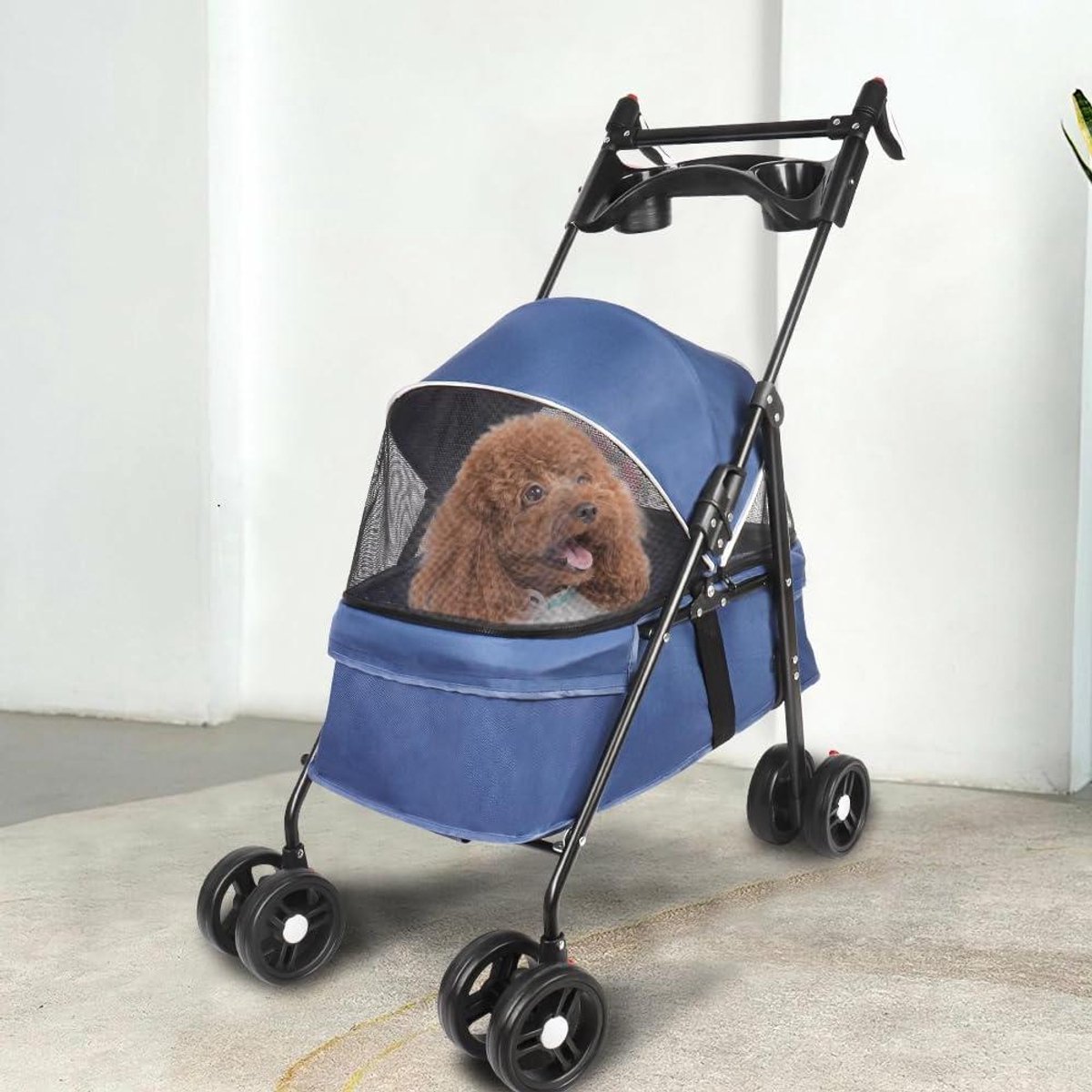Dieren Wandelwagen - Hondenbuggy - Comfortabel Uitje - Opvouwbaar Ontwerp - 50 x 70 x 95 cm - Blauw