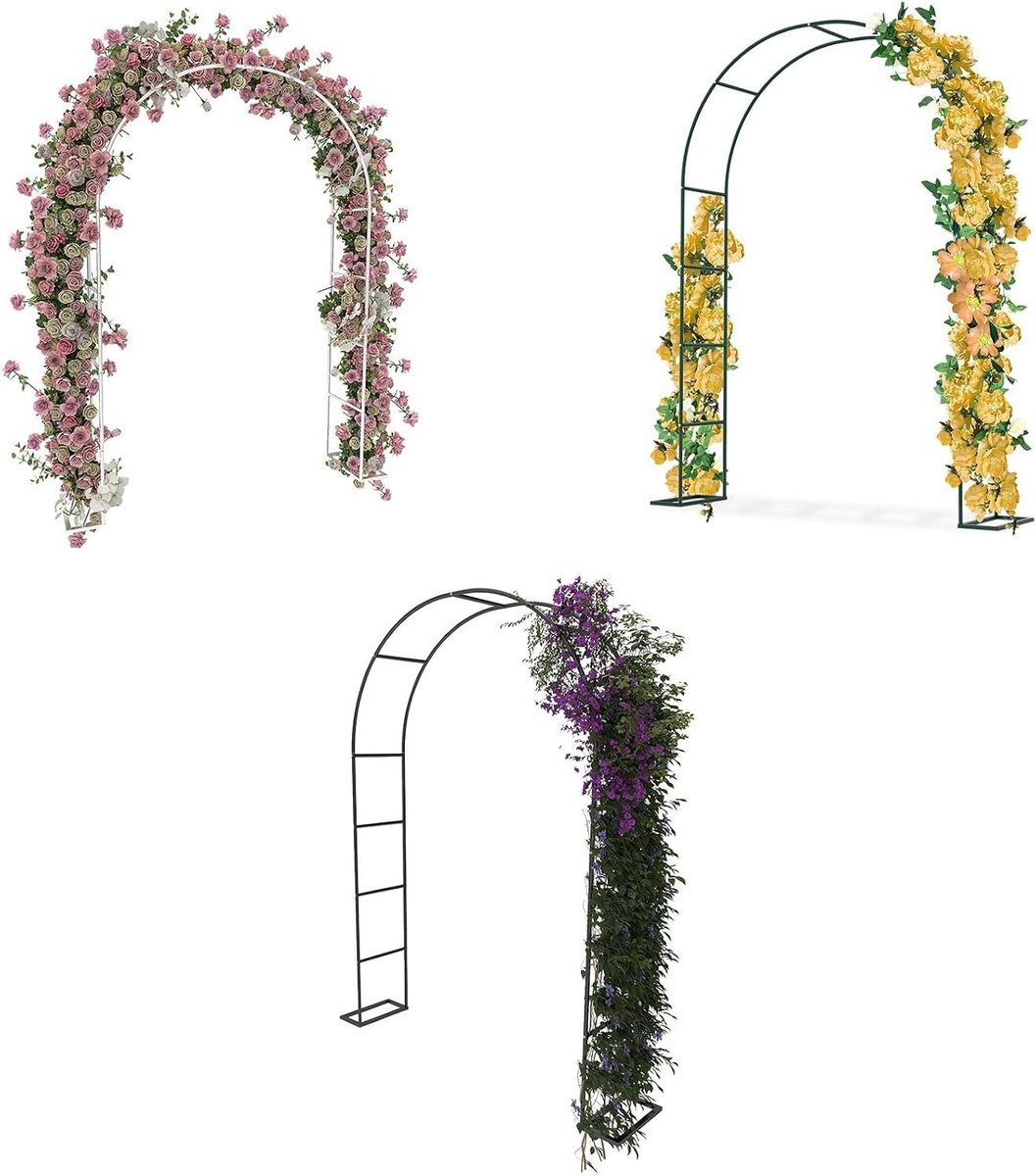 Rozenboog Metaal - Tuinboog Rankrooster - Planten Ondersteunen - Weerbestendig Poedercoating - 192x38x240 cm - Wit