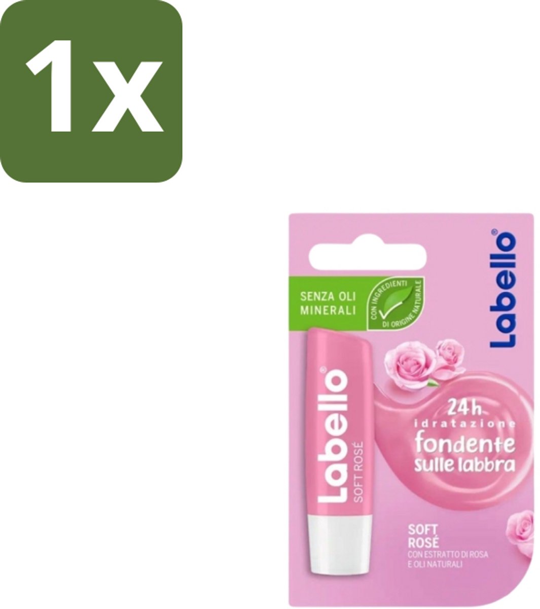 1 x Labello – Lippenbalsem – Soft Rosé - Lippenbalsem - Rosé Lippenbalsem - Hydratatie Lippen - Natuurlijke Glans - Verzorging Lippen