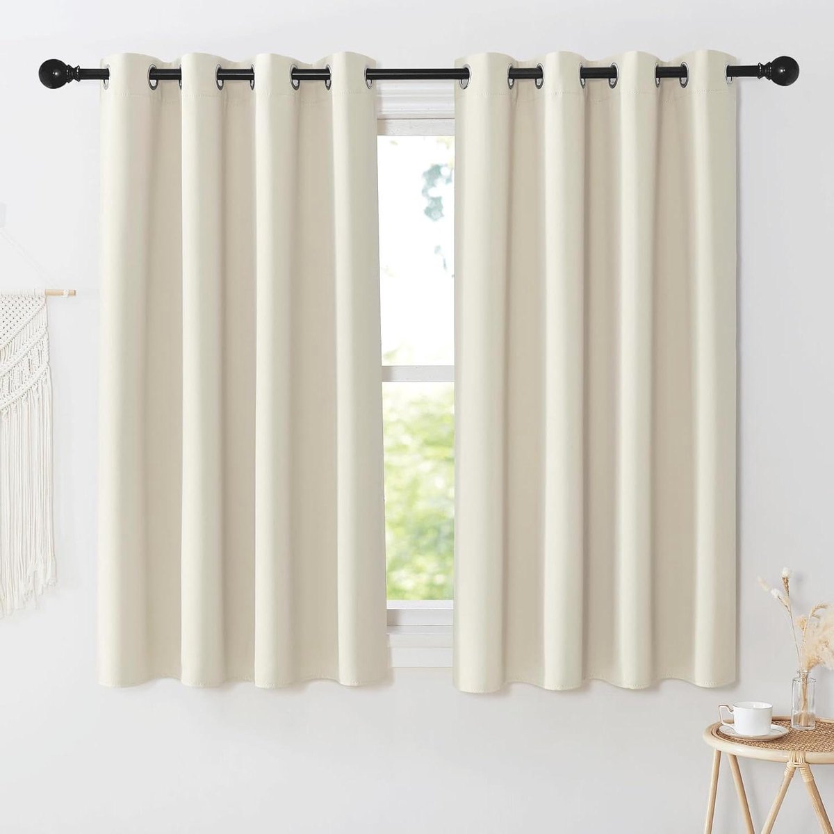 Blackout Gordijnen - Verduisterende Gordijnen - Privacy Beschermen - Drievoudige Weeftechnologie - 140x125 cm (2 stuks) - Lichtbeige