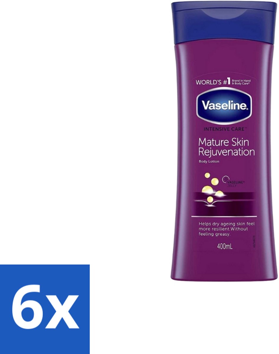 6 x Vaseline – Body Lotion – Intensive Care Mature Skin – 400 ml - Rijpe Huid Verzorging - Droge Huid Crème - Hydraterende Crème - Huidbarrière Beschermen - Vochtigheid Herstellen