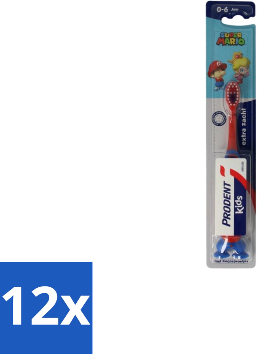 12 x Prodent – Tandenborstel – Super Mario – 0–6 jaar - Tandenborstel Voor Kinderen - Tandenpoetsen Voor Jonge Kinderen - Super Mario Tandenborstel - Kindertandenborstel - Gezonde Tanden