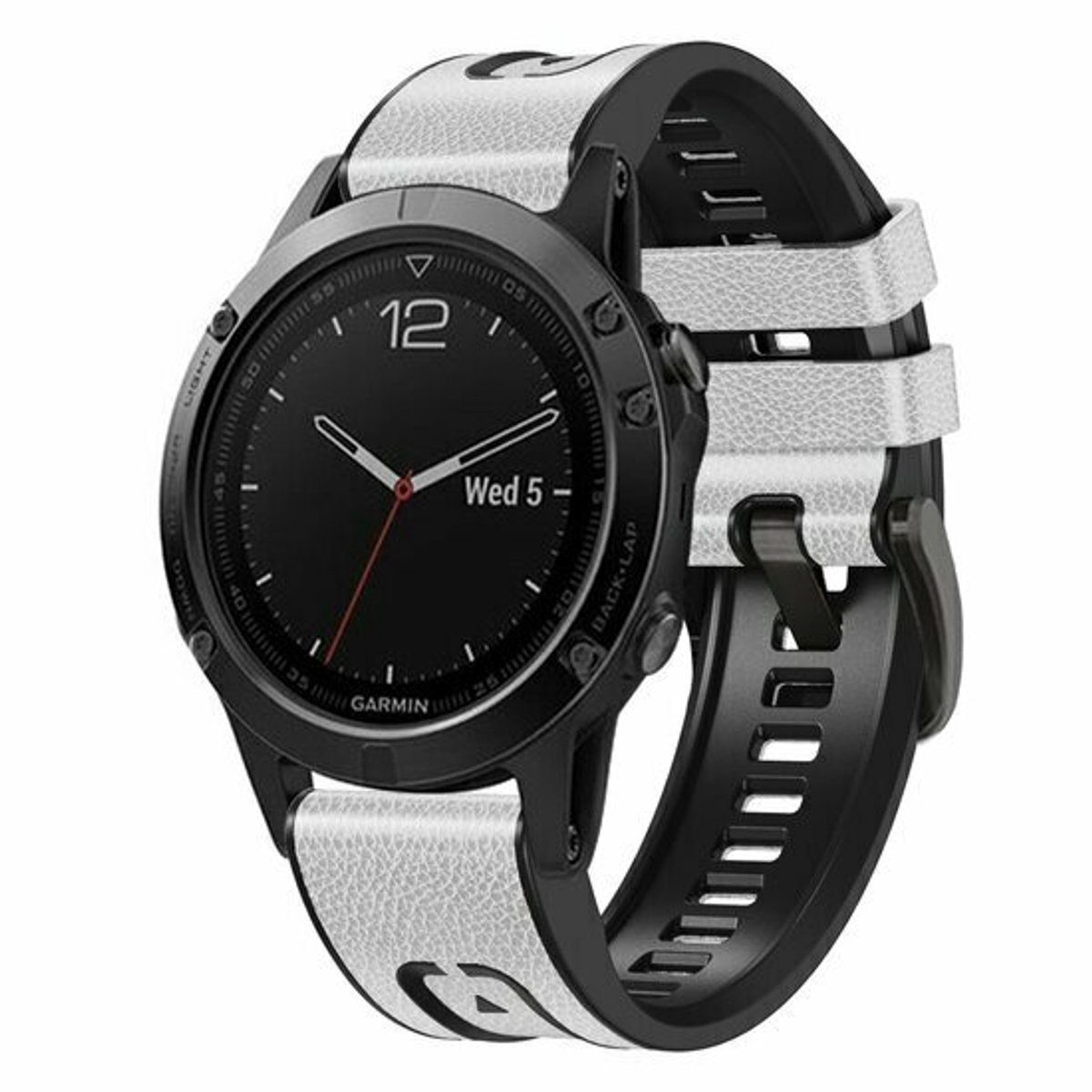 By Qubix - Geschikt voor Garmin bandje - 22mm Quickfit - leer + siliconen bandje - Wit - Geschikt voor Garmin Fenix 9 / 9 pro - 47mm