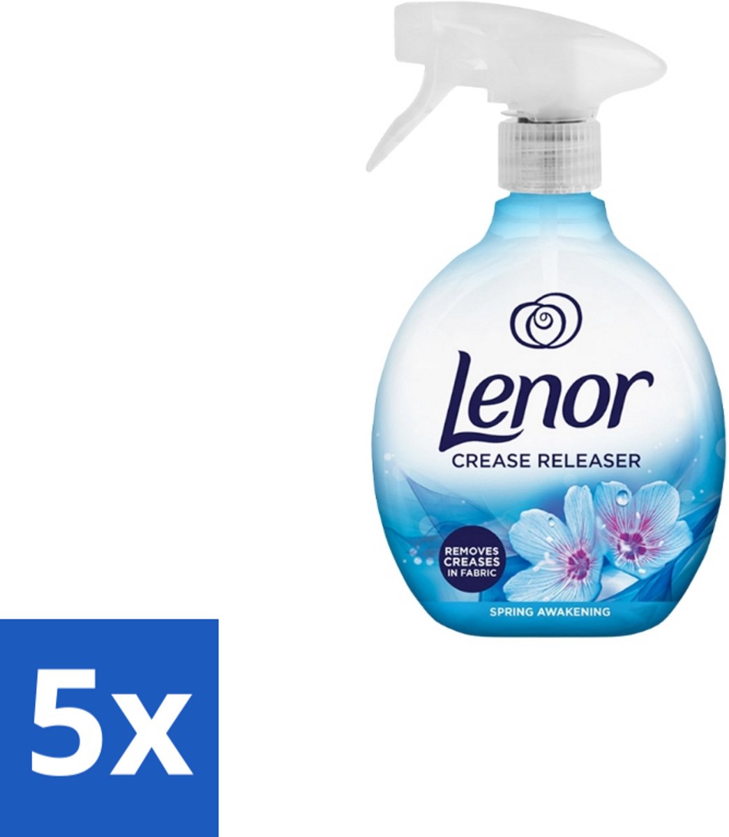 5 x Lenor – Crease Releaser Spray – Spring Awakening – Kreukverwijderaar & Textielverfrisser – 500 ml - Kreukverwijderaar - Textielverfrisser - Stofverfrisser - Stofverzorging - Stofverzorging