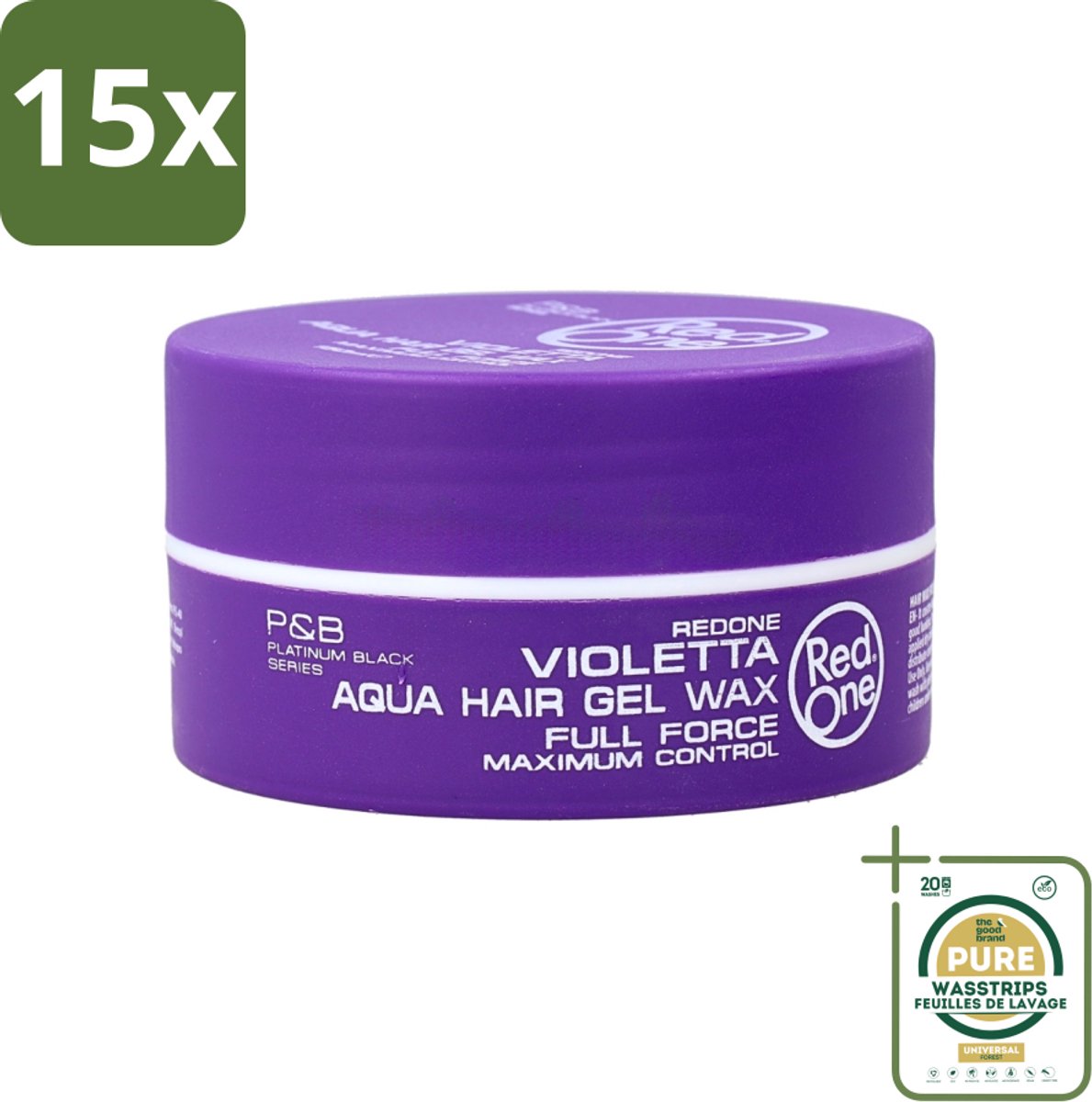 15 x Red One - Haarwax - Quicksilver - Aqua Hair Gel Wax - Voor Sterke Hold & Glans - 150 ml - Grootverpakking - Haarwax - Haartypen - Styling Wax - Haartypen - Haartypen
