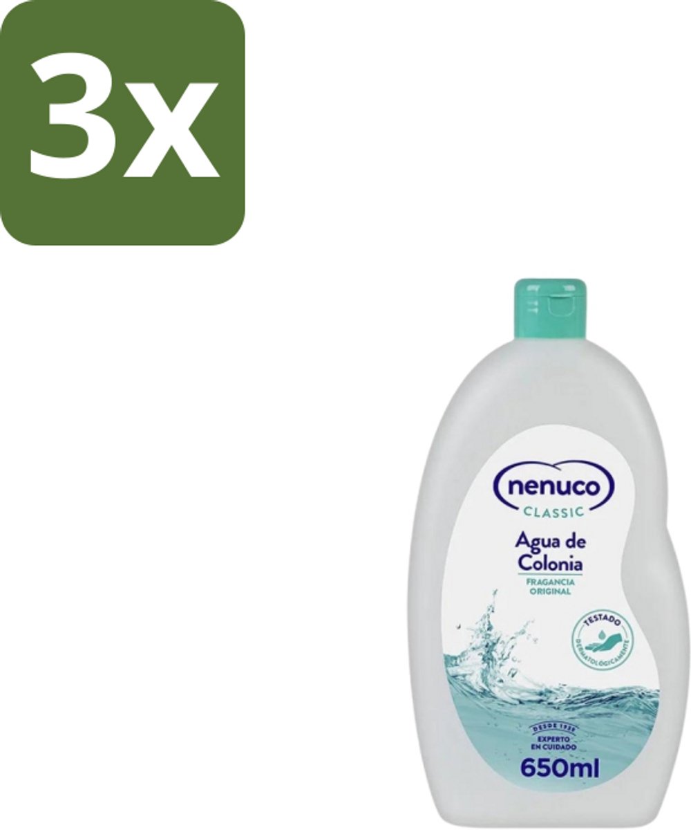 3 x Nenuco – Eau de Cologne – Klassiek – 650 ml - Eau De Cologne - Klassiek - Fris - Bloemig - Verfrissend