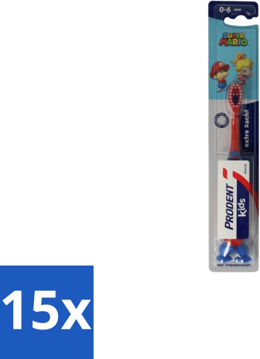 15 x Prodent – Tandenborstel – Super Mario – 0–6 jaar - Tandenborstel Kinderen 0-6 Jaar - Super Mario Tandenborstel - Tandenpoetsen Kinderen - Gezonde Tandenborstel - Kindertandenborstel