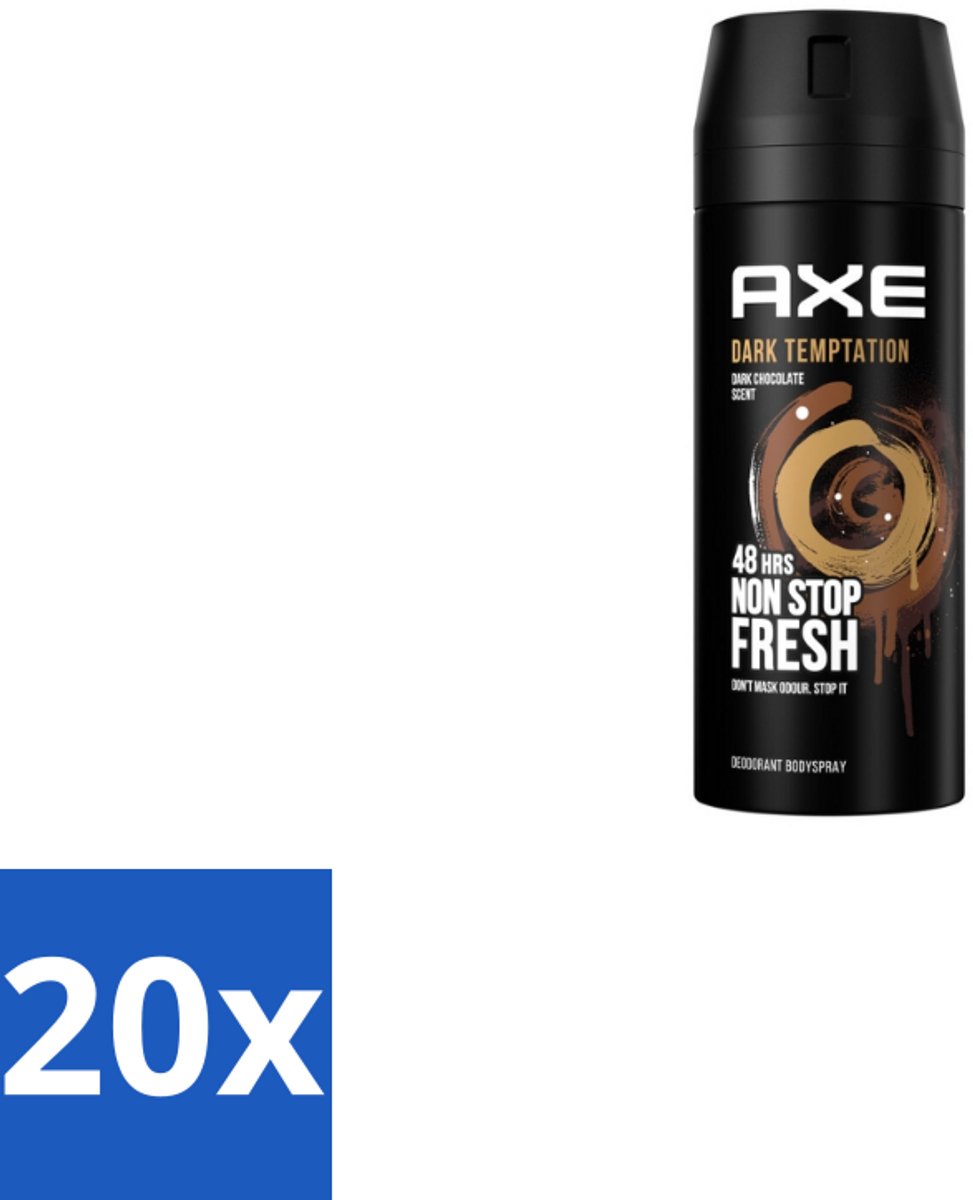 20 x Axe – Deodorant Spray – Dark Temptation – 150 ml - Deodorant Spray - Mannelijke Geur - Warme Geur - Chocolade Geur - Transpiratiegeur