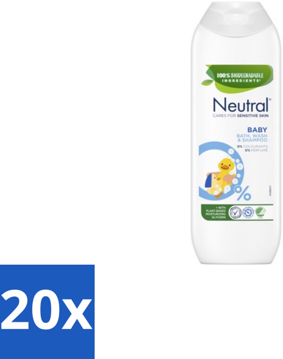 20 x Neutral Baby Shampoo Parfumvrij 250 ml - Baby Shampoo - Baby Was - Babyhuid Verzorging - Zeepvrije Shampoo - Mild Shampoo