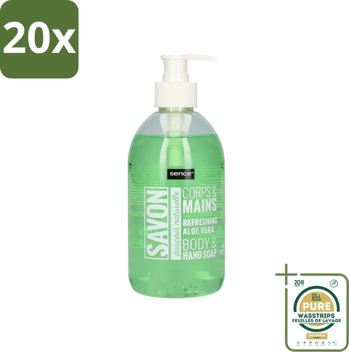 20 x Sence - Refreshing Aloe Vera - Handzeep - Savon - 500 ml - Grootverpakking - Aloe Vera Handzeep - Handzeep Aloe Vera - Aloe Vera Handverzorging - Vloeibare Handzeep - Aloe Vera Geur