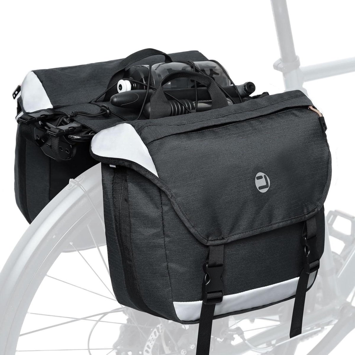 Fietstas Dubbel - Pannierzak - Fietsen Opbergen - Reflecterende Strips - 35 Liter - Donkerblauw