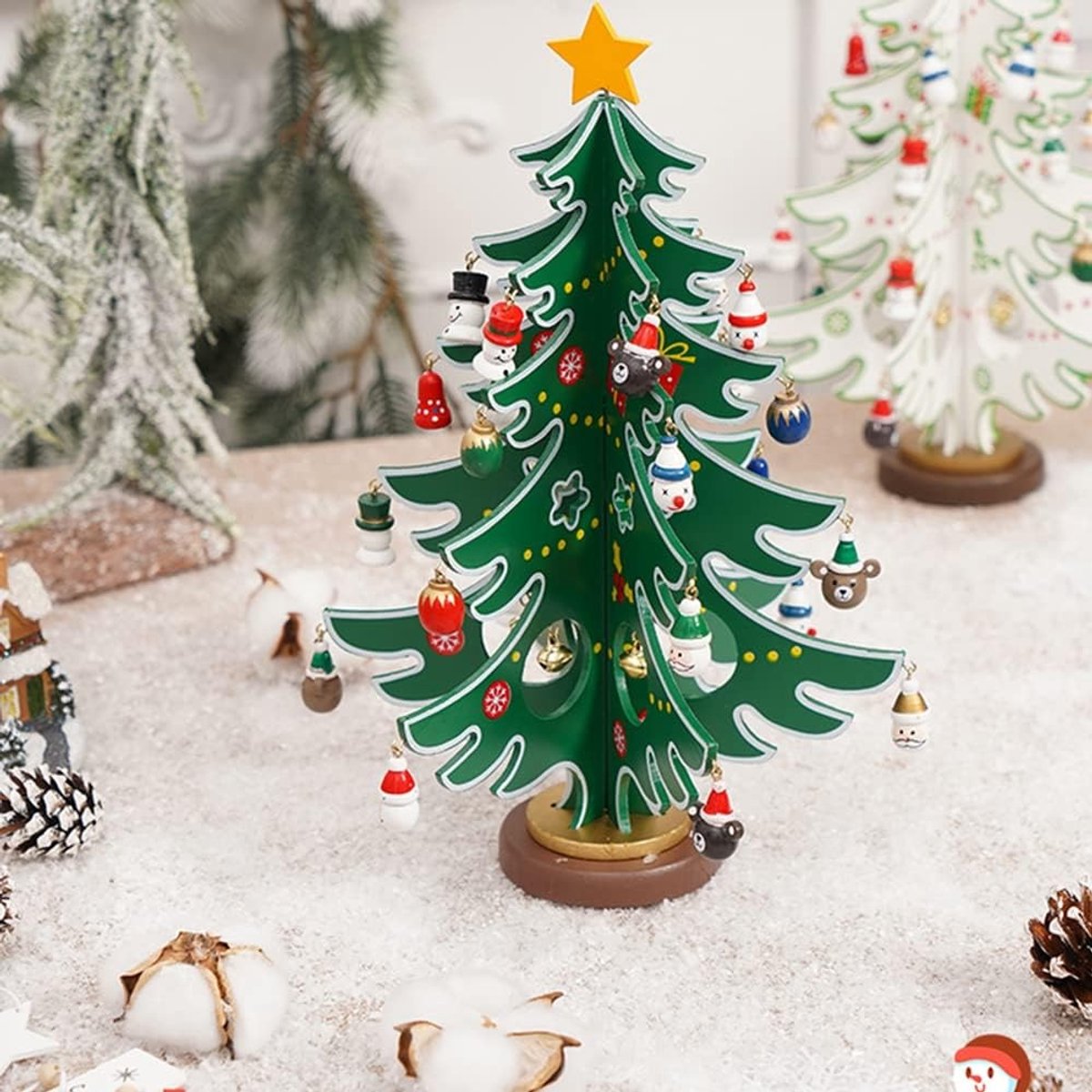 Groente Tafel Kerstboom voor Kinderen - Mini Kerstboom - Kersthangers - Kinder Kerstcadeau - Kerstversiering - Kerstdecoratie - Kerst 24 dagen aftelkalender adventskalender