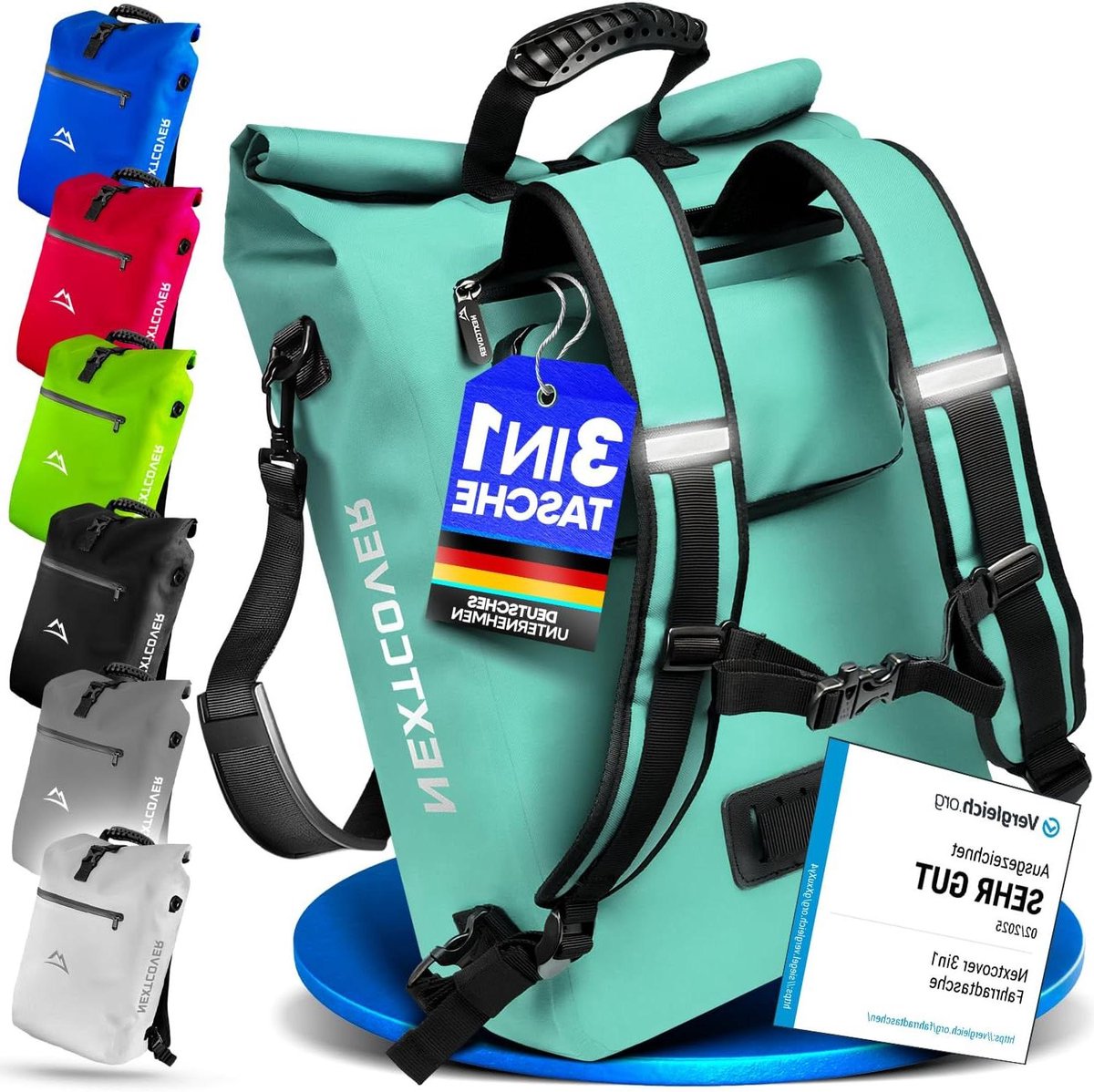 Fietstas Rugzak Schoudertas - 3-in-1 Tas - Dagelijkse Rit - 100% Waterdicht TPU - 25 Liter - Munt