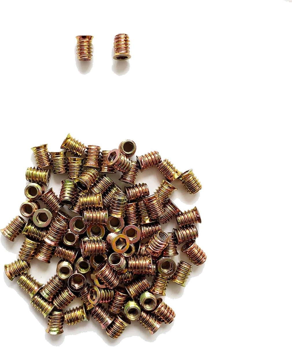 100 Stuks Gegalvaniseerde IJzeren Hex Drive Moeren M8×17mm voor Meubelmontage, Houtbewerking en Klimhouders