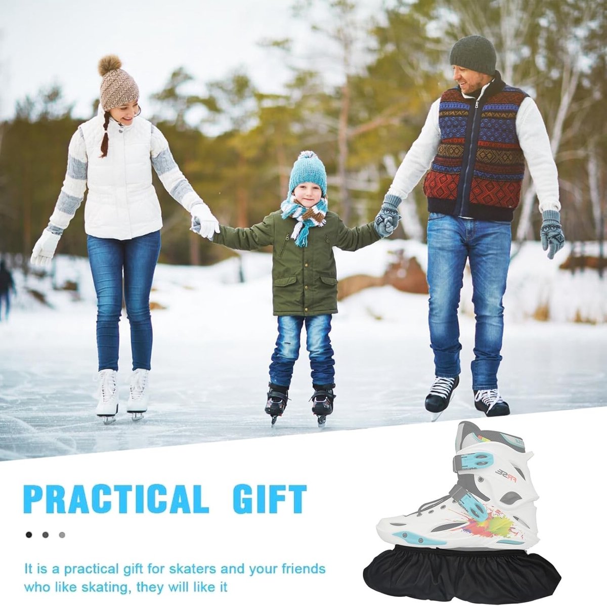 Complete Skate Set met Beschermhoes voor Schaatsen en IJs Hockey, Inclusief Elastische Blad Sokjes en Nylon Bescherming