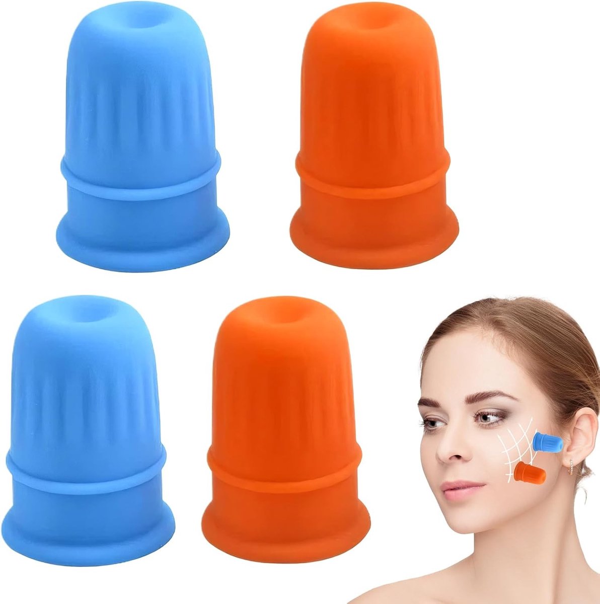 Siliconen cupping set voor nek, gezicht en lichaam - 4-delige set voor ontspanning en pijnverlichting