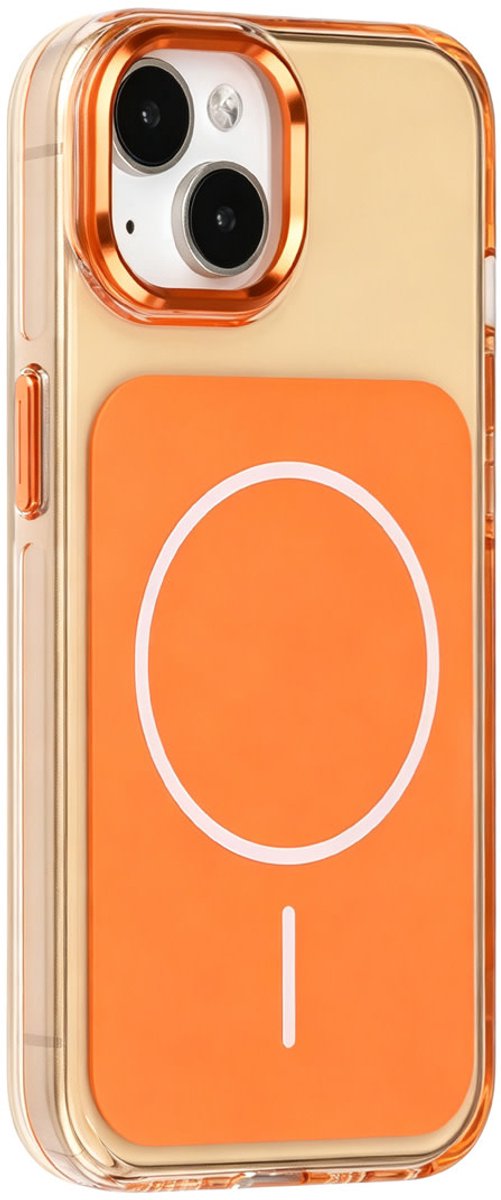 TUNIQ iPhone 15 Backcover hoesje - MagSafe glossy PC - Oranje
