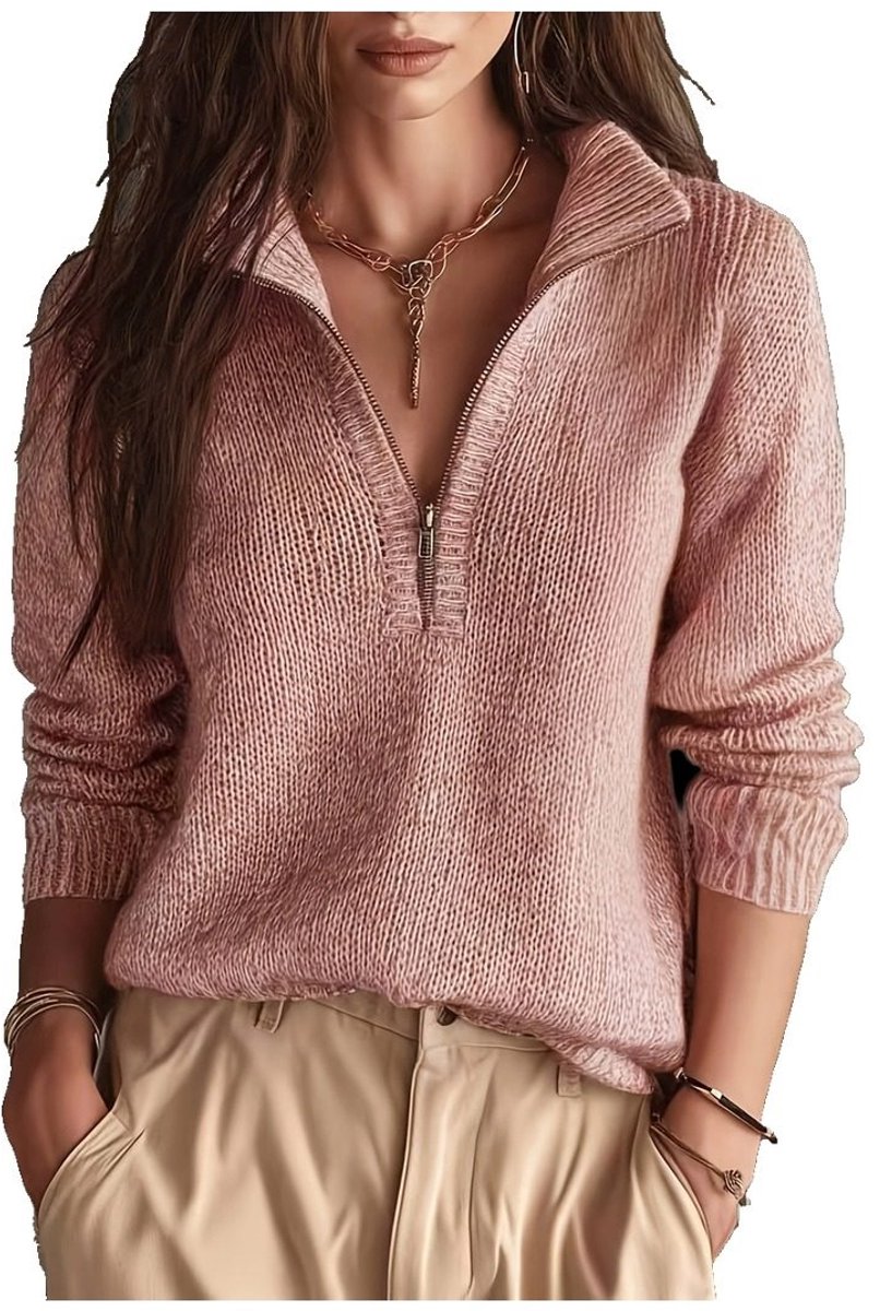 Currero Quarter Zip Dames Sweater Met Rits Jumper Quarterzip Hoodie Warme Trui Vest Lang Coltrui Perzik