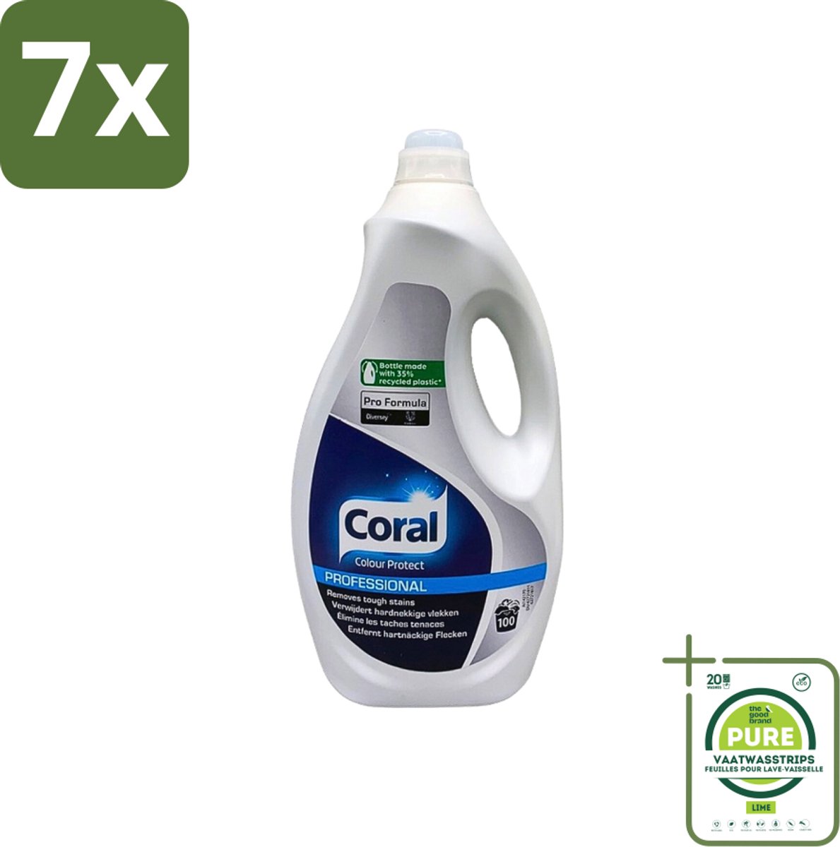 7 x Coral - Colour Protect Professional - 100 Wasbeurten - 5L - Grootverpakking - Kleurbescherming - Wasmiddel - Kleurvaste Was - Wasmiddel Voor Gekleurde Kleding - Wasmiddel Voor Kleurbehoud