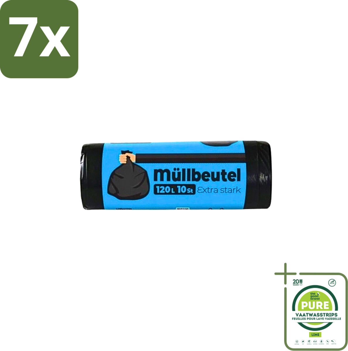 7 x Deluxe - Vuilzakken - Stevig & Ruim - 10 Vuilniszakken - 120L - Grootverpakking - Vuilzakken - Afvalzakken - Vuilniszakken - 120 Liter - Stevige Vuilzakken