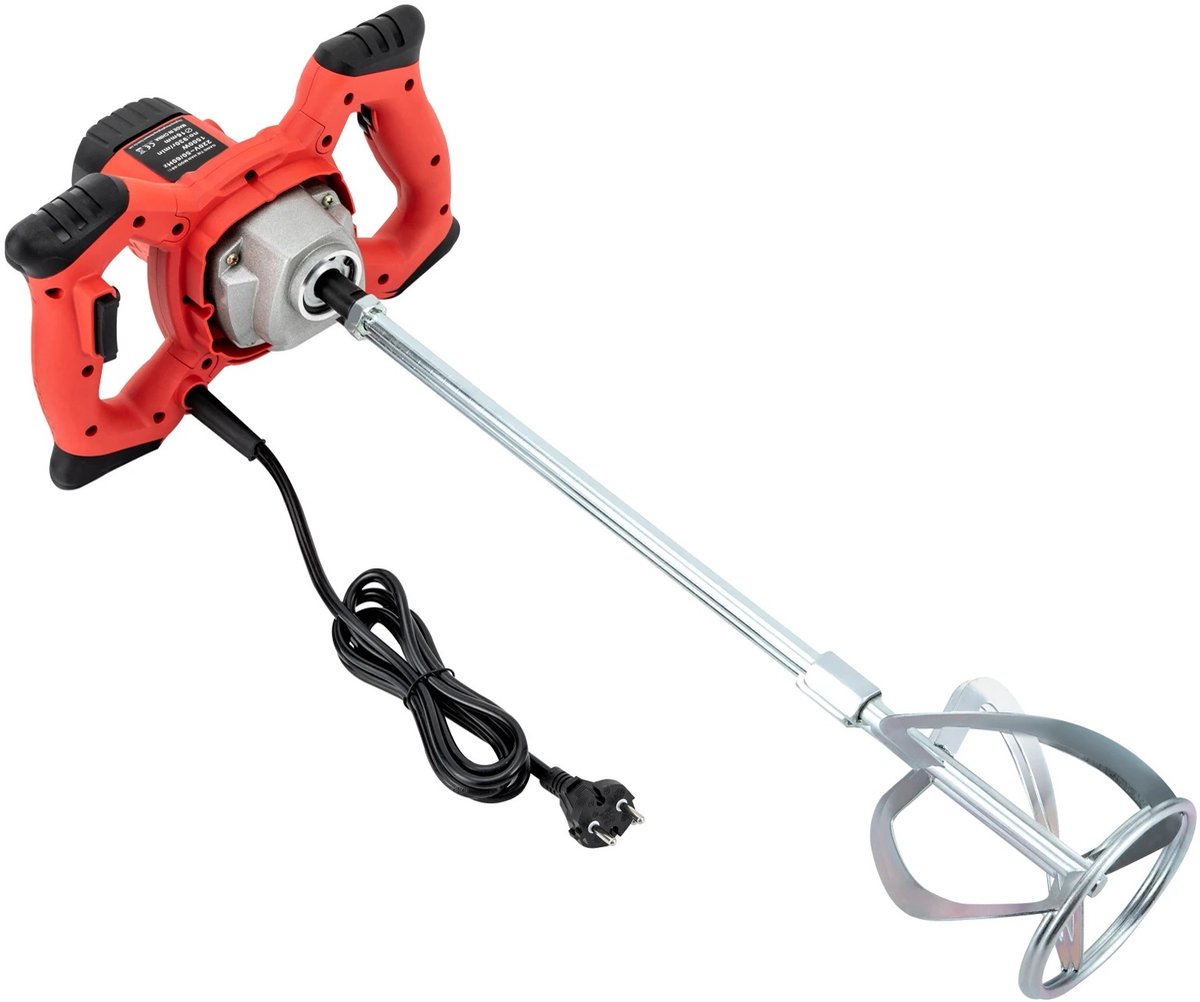 Nyoz elektrische betonmixer - Mortelmixer - Verfmixer - 1500 W - 6 snelheden - 330-930 tpm - S-vormige dubbele mengstaaf