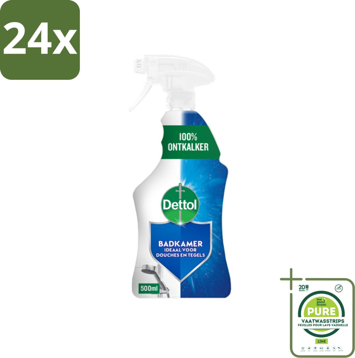 Dettol Badkamerreiniger 500 ml - Voordeelverpakking - 24 stuks - Badkamerreiniger - Kalkaanslag verwijderen