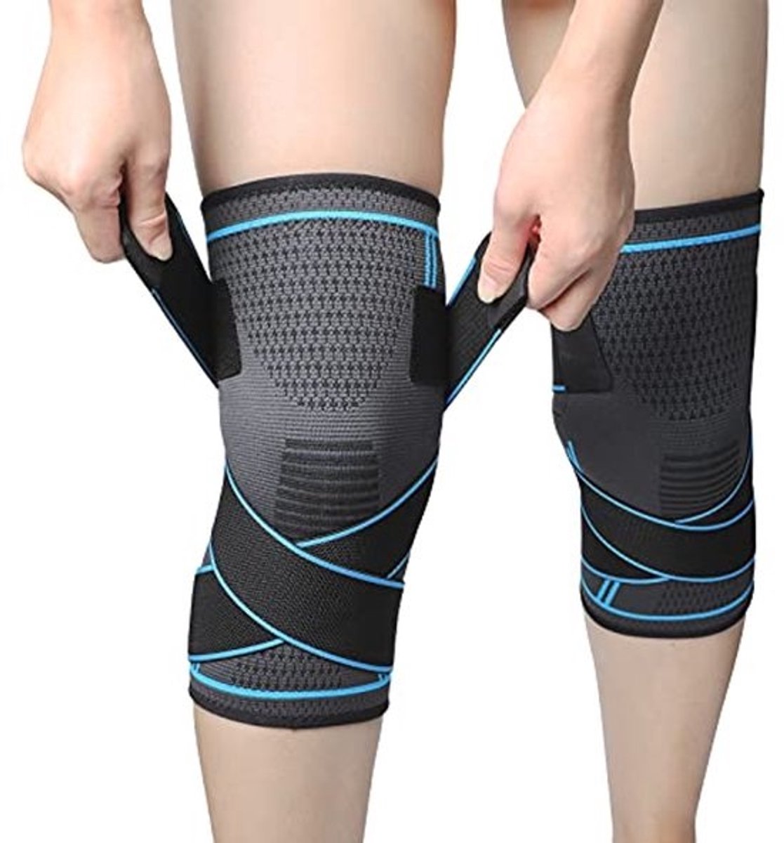 Elastische Sportkniebeschermers - 2 Stuks, Verstelbare Kniebrace voor Fietsen, Tennis, Wandelen en Fitness
