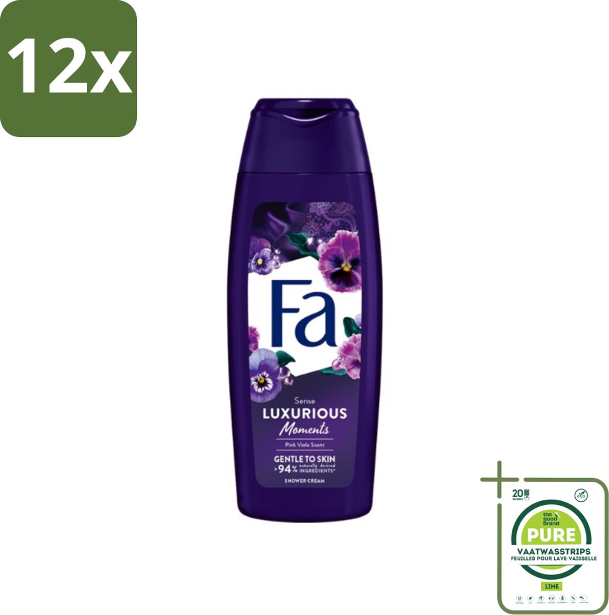 Fa - Luxurious Moments - Douchecrème - Roze Viooltjes - 250 ml - Voordeelverpakking - 12 stuks - Douchecrème - Roze Viooltjes